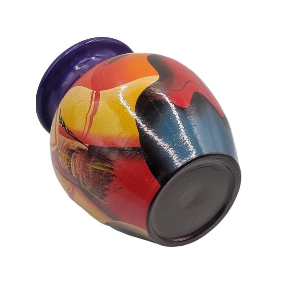 Latin American Folk Art Pottery Vase, Hand Painted Signed By Artist - Picture 2 of 7